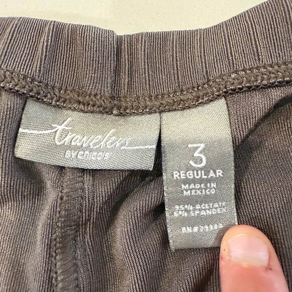 Chicos Traveler Pants Slinky Womens 3 Regular XL Taupe Wide Leg Stretchy Pull On - Picture 4 of 5